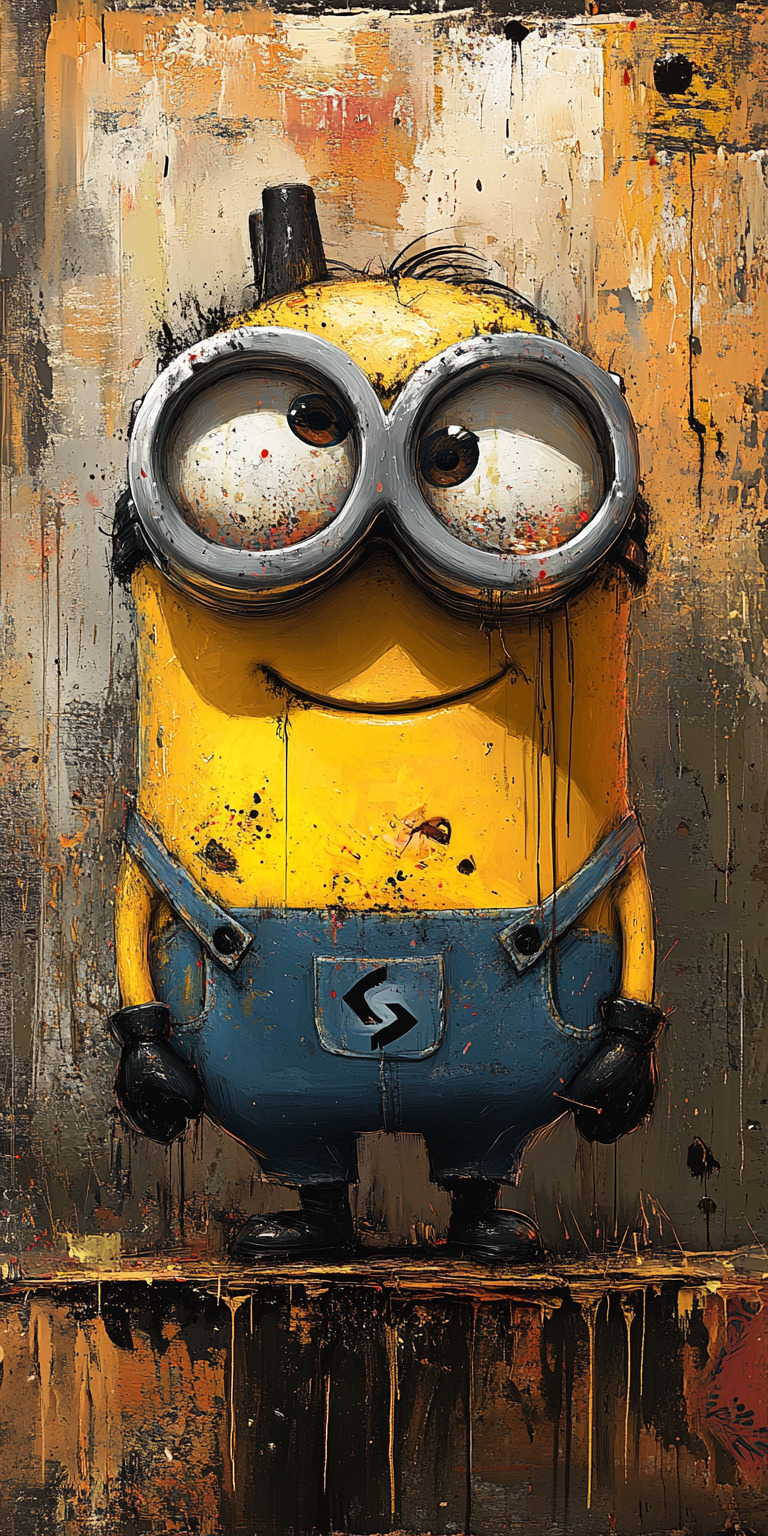 Fond d'écran Mobile Minion Vintage : Couleurs Patinées et Détails Texturés