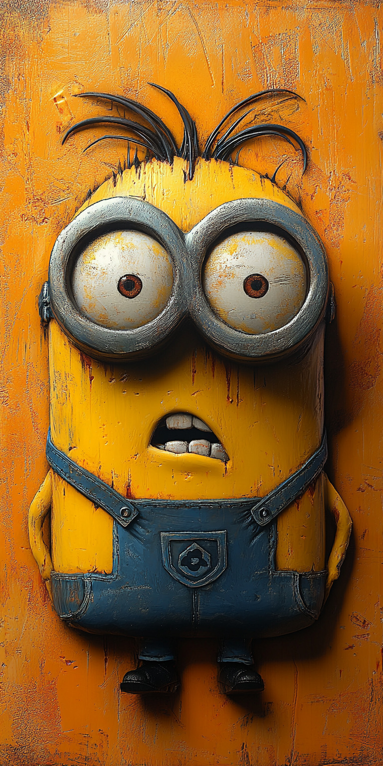 Fond d'écran Mobile Minion Surpris : Regard Écarquillé et Textures Détourées