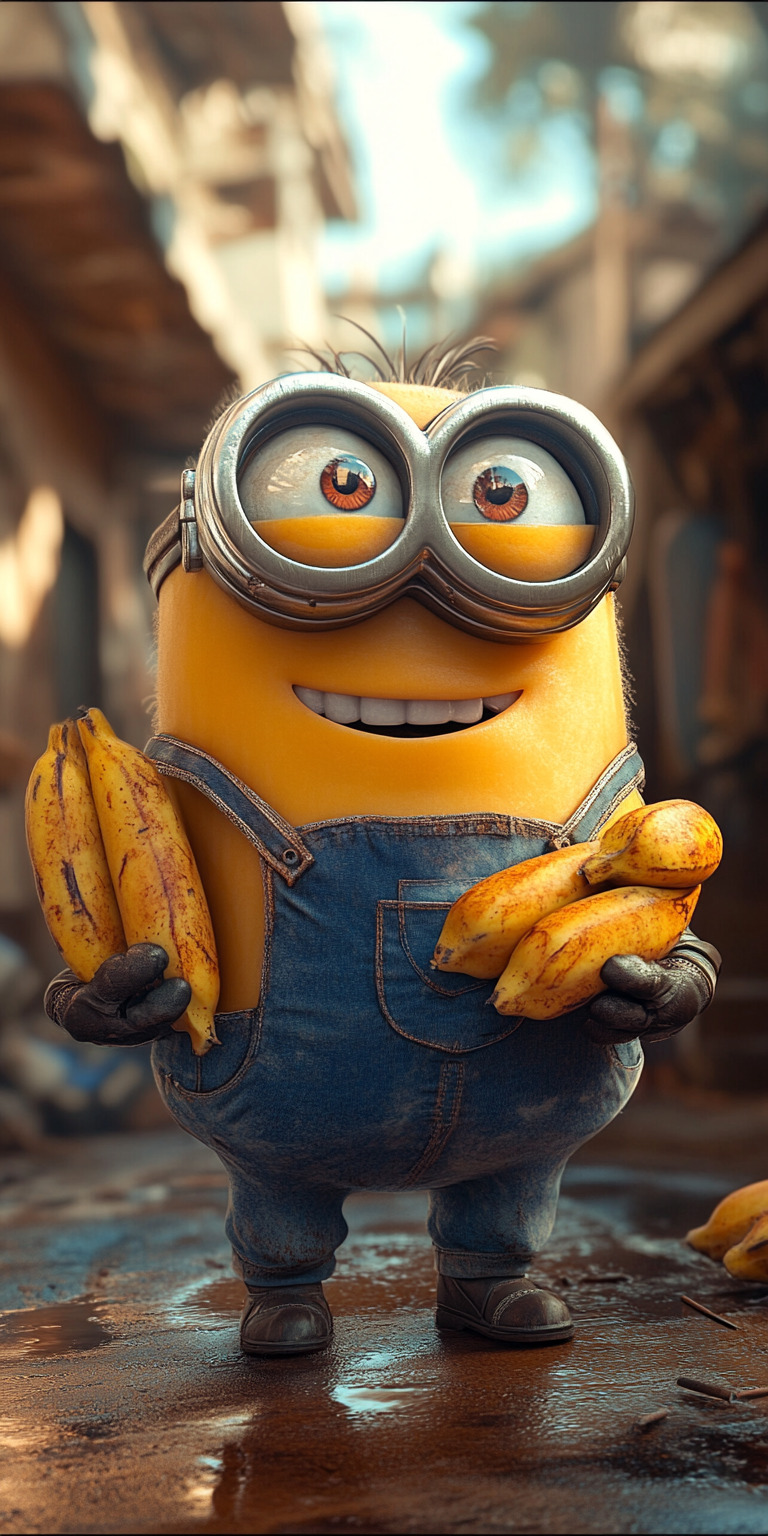 Fond d'écran Mobile Minion Gourmand : Bananes et Bonne Humeur