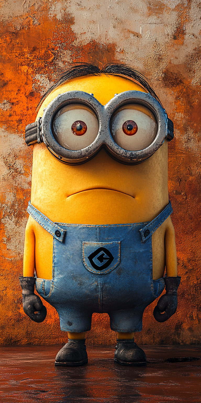 Fond d'écran Mobile Minion Triste : Expression Attendrissante et Détails Texturés