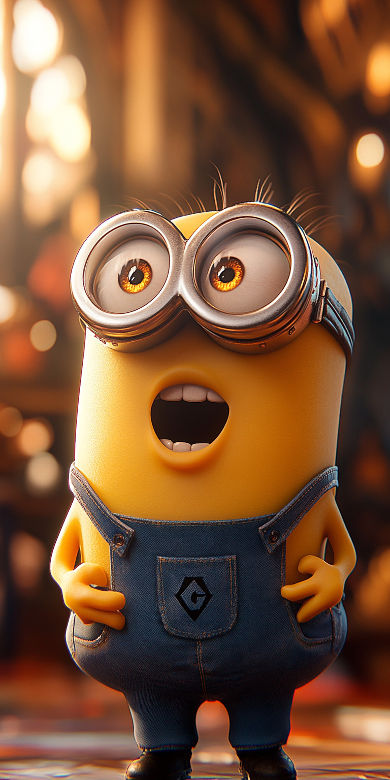 Fond d'écran Mobile Minion Surpris - Expression Joyeuse, Bouche Ouverte - HD