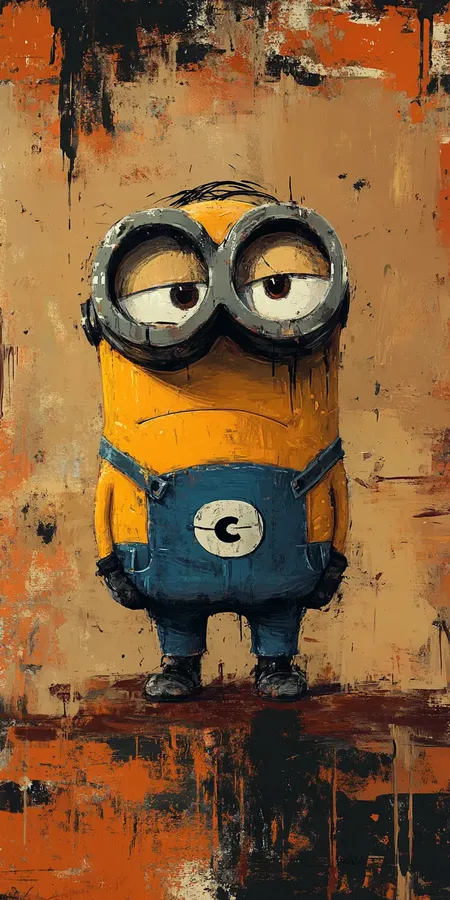 Fond d'écran Mobile Minion Tristesse Artistique - Style Peinture, Jaune et Bleu - HD