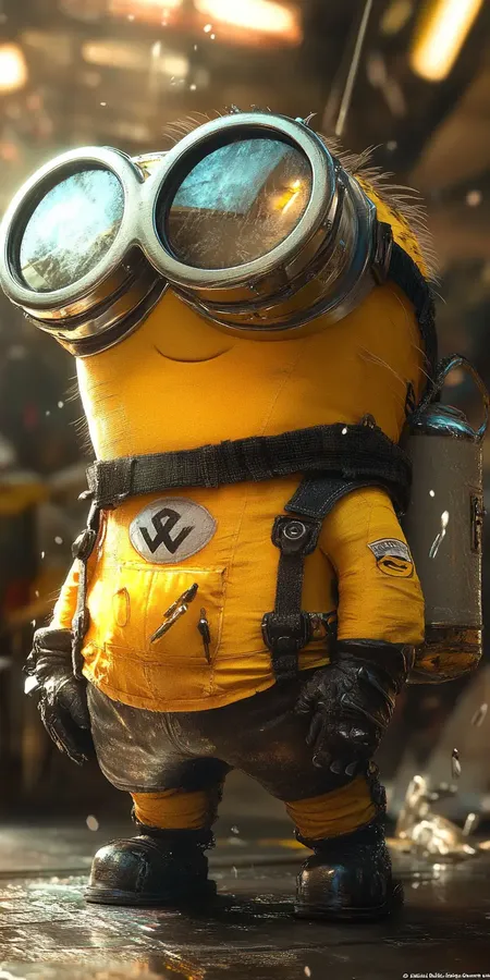 Fond d'écran Mobile Minion Aventurier : Jaune, Noir et Détails Futuristes HD